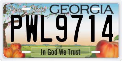 GA license plate PWL9714