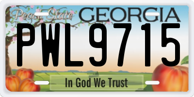 GA license plate PWL9715