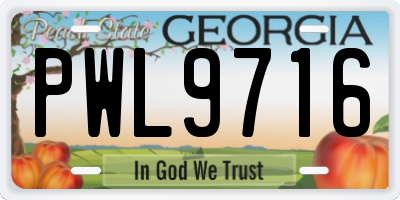 GA license plate PWL9716