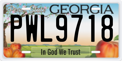 GA license plate PWL9718