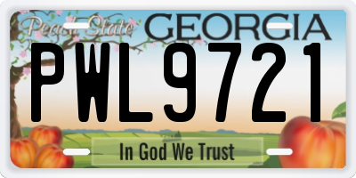 GA license plate PWL9721