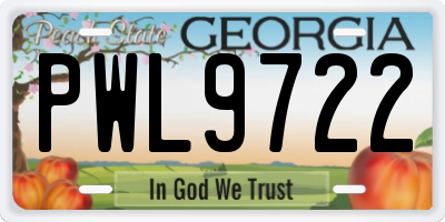 GA license plate PWL9722