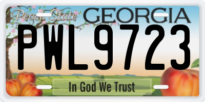 GA license plate PWL9723