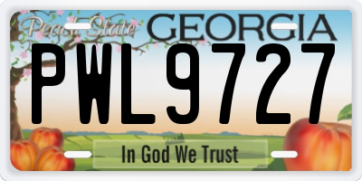 GA license plate PWL9727