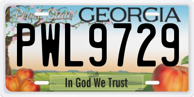 GA license plate PWL9729