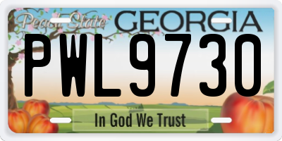 GA license plate PWL9730