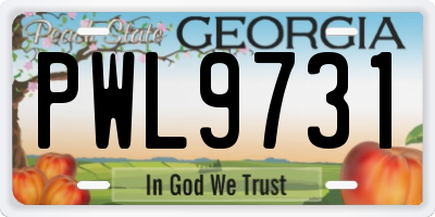 GA license plate PWL9731