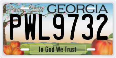 GA license plate PWL9732