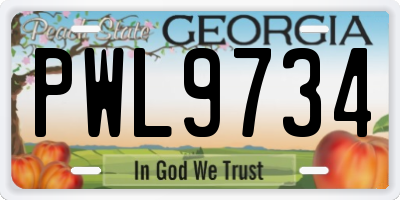 GA license plate PWL9734