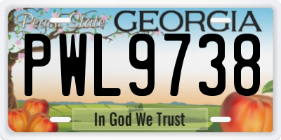 GA license plate PWL9738