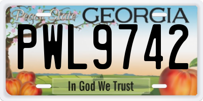 GA license plate PWL9742
