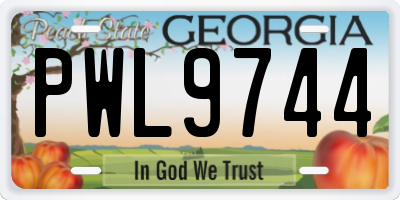 GA license plate PWL9744