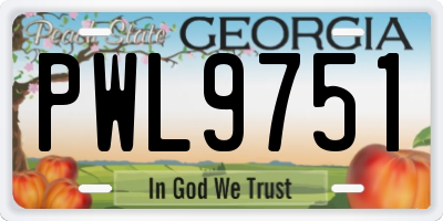 GA license plate PWL9751