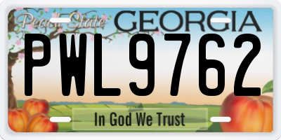 GA license plate PWL9762