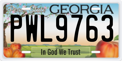 GA license plate PWL9763