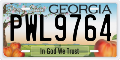 GA license plate PWL9764