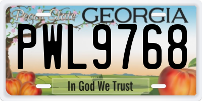 GA license plate PWL9768