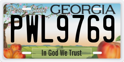GA license plate PWL9769