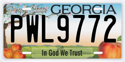 GA license plate PWL9772