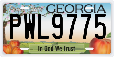 GA license plate PWL9775