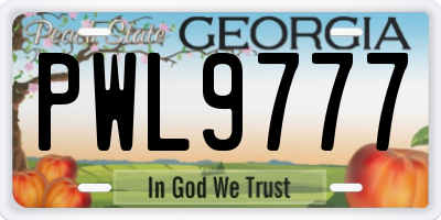 GA license plate PWL9777