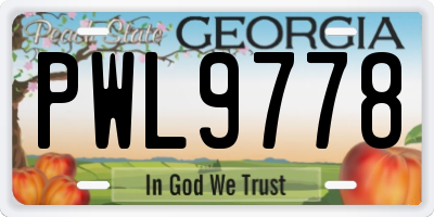 GA license plate PWL9778