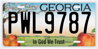 GA license plate PWL9787