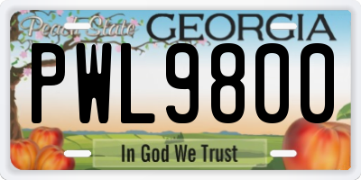 GA license plate PWL9800