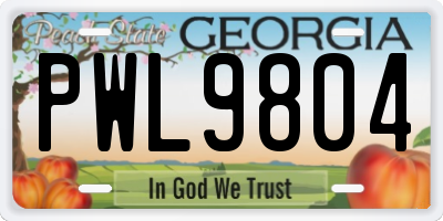 GA license plate PWL9804