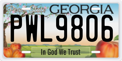 GA license plate PWL9806