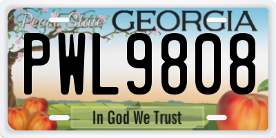 GA license plate PWL9808