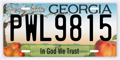 GA license plate PWL9815
