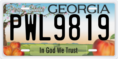 GA license plate PWL9819