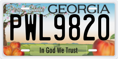 GA license plate PWL9820