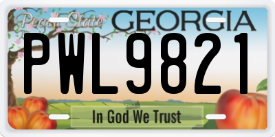 GA license plate PWL9821