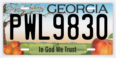 GA license plate PWL9830