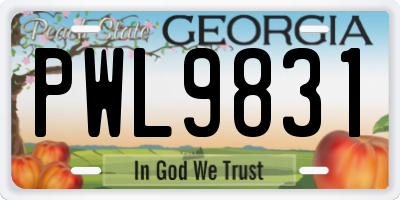 GA license plate PWL9831
