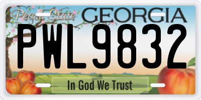 GA license plate PWL9832