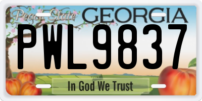 GA license plate PWL9837