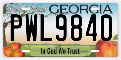 GA license plate PWL9840
