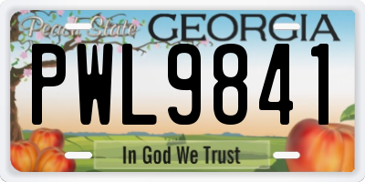 GA license plate PWL9841