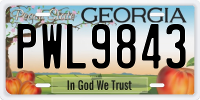 GA license plate PWL9843
