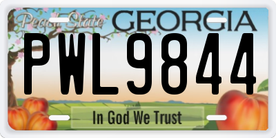 GA license plate PWL9844