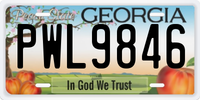 GA license plate PWL9846