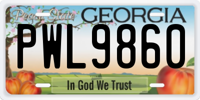 GA license plate PWL9860