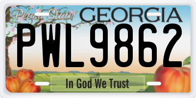 GA license plate PWL9862