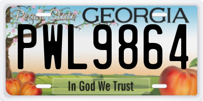 GA license plate PWL9864