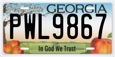 GA license plate PWL9867