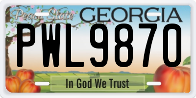 GA license plate PWL9870