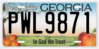 GA license plate PWL9871